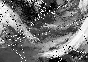 Satellitenbild (Infrarot, Ausschnitt) von NOAA 18 vom 17.11.2008, 01.59 UT