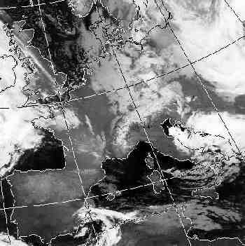 Satellitenbild (Infrarot, Ausschnitt) von NOAA 14 vom 17.11.1998, 03.18 UT