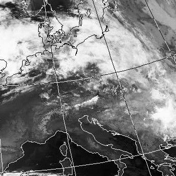 Satellitenbild (Infrarot, Ausschnitt) von NOAA 16 vom 19.11.2003, 01.31 UT